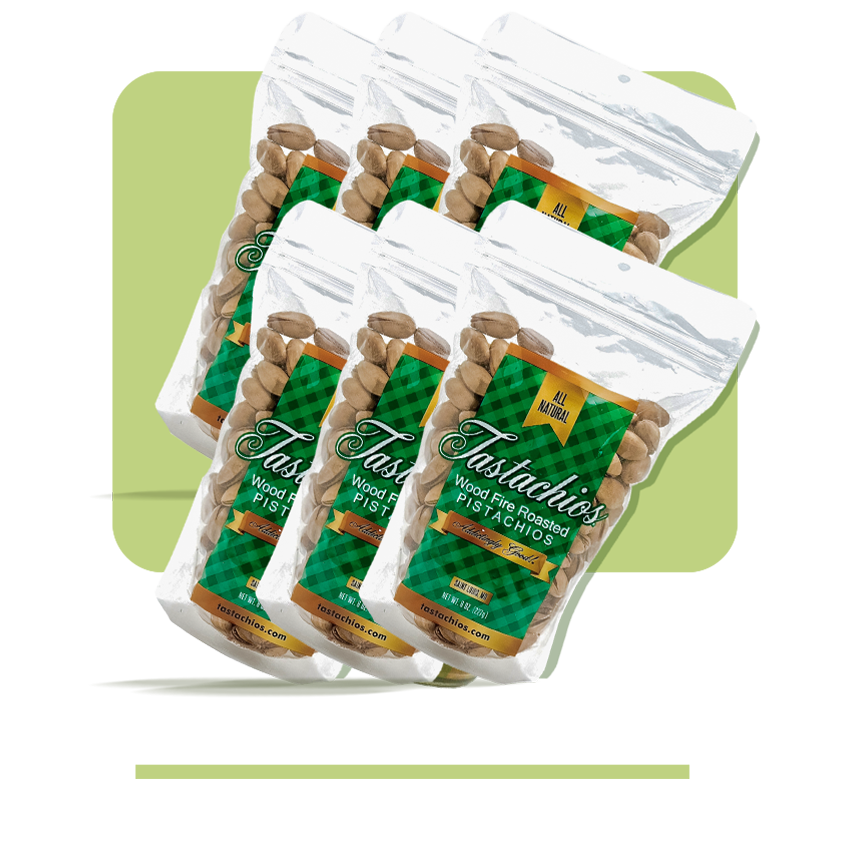 Tastachios - Wood Fire Roasted Pistachios 8OZ - 6 Pack Special